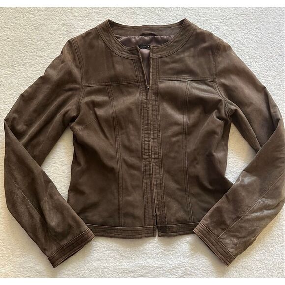 In suede - chocolate brown Y2K women’s jacket SIZE S - Picture 1 of 7
